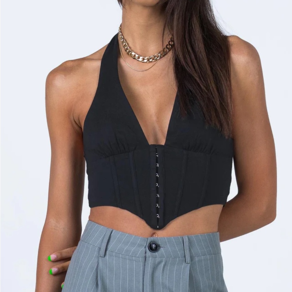 Black Halter Corset Top